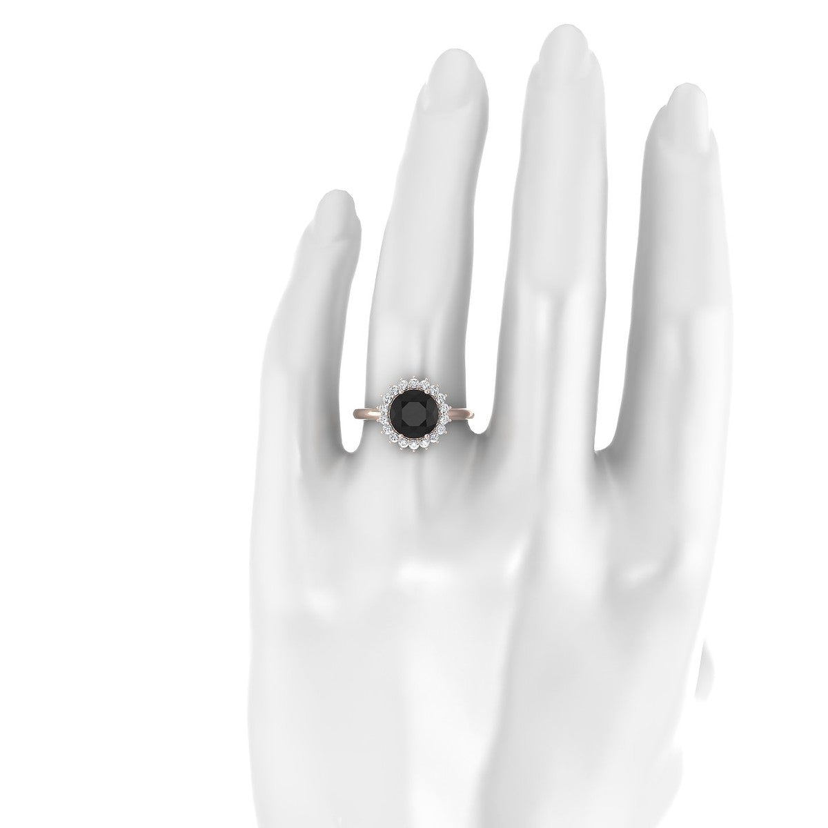 Blossom | 18k Rose Gold 8 mm Round Black Diamond Ring
