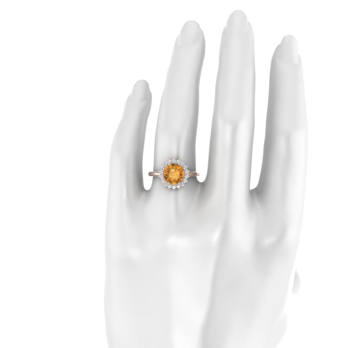Blossom | 18k Rose Gold 8 mm Round Citrine Ring