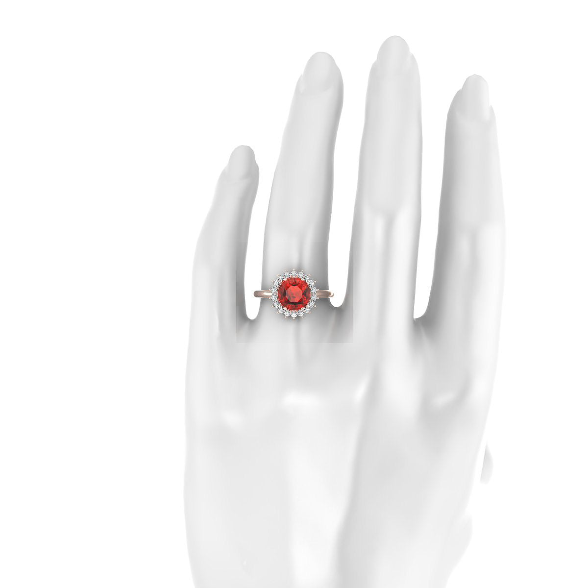 Blossom | 18k Rose Gold 8 mm Round Garnet Ring
