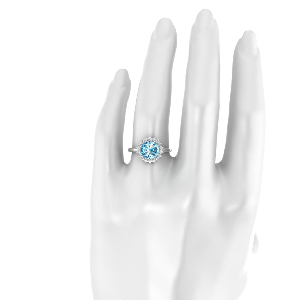 Blossom | 18k White Gold 8 mm Round Topaz Ring