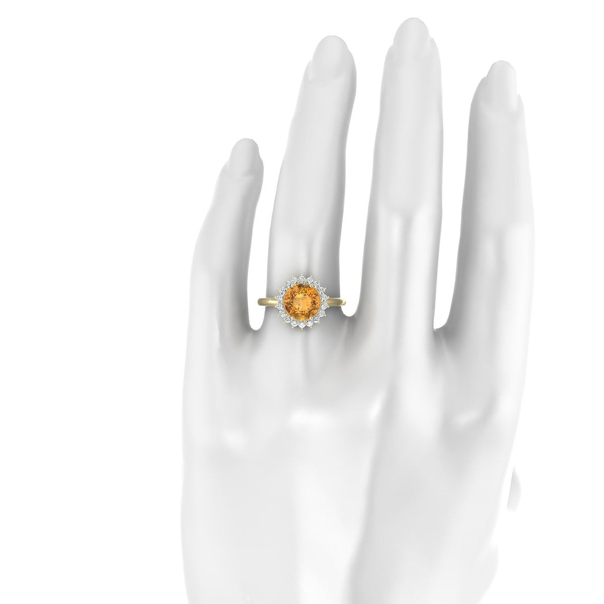 Blossom | 18k Yellow Gold 8 mm Round Citrine Ring