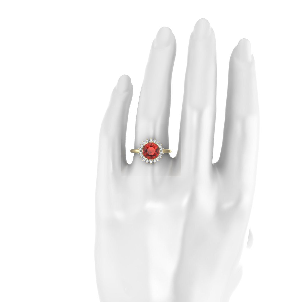 Blossom | 18k Yellow Gold 8 mm Round Garnet Ring