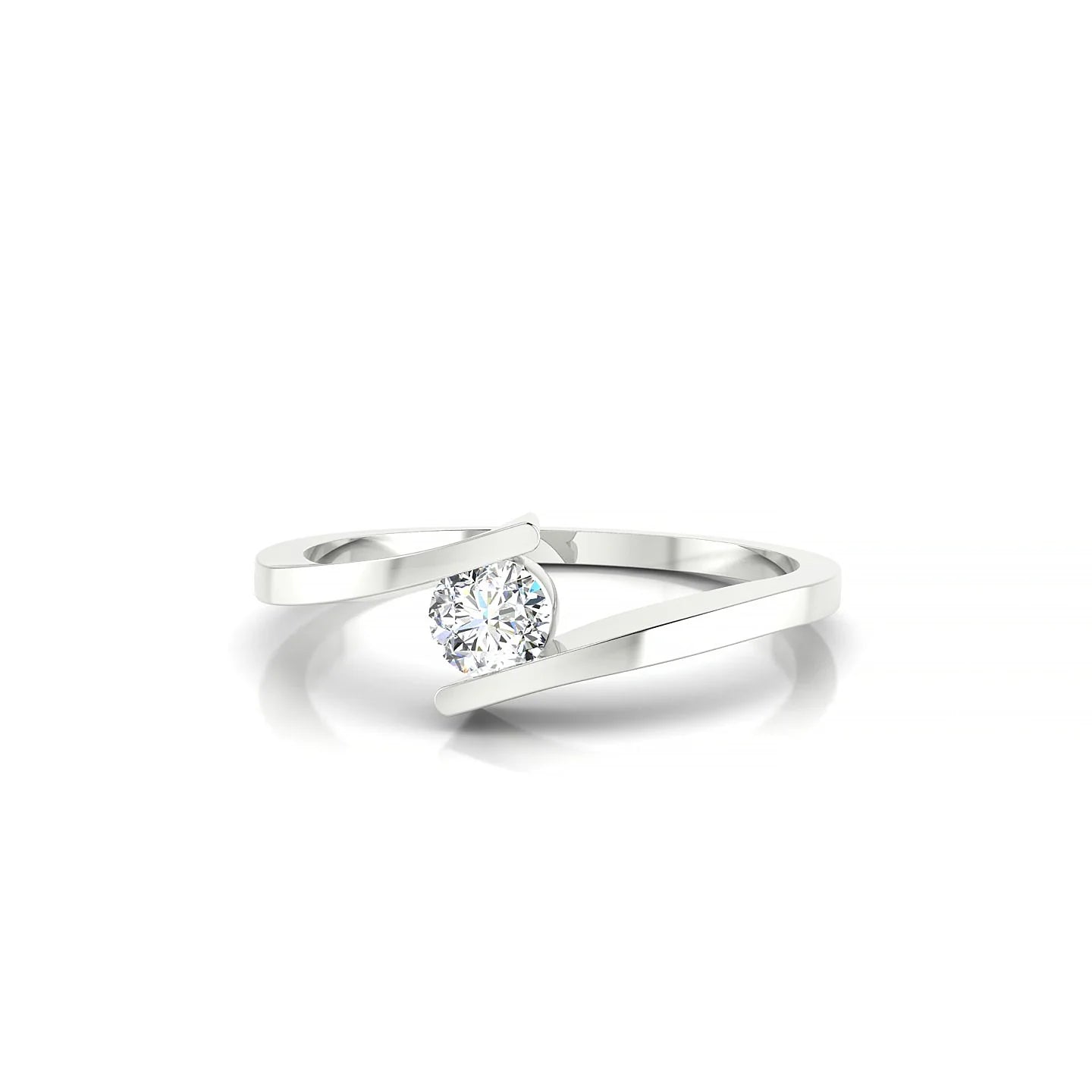 Brim | 18k White Gold 3.7 mm Round Diamond Ring