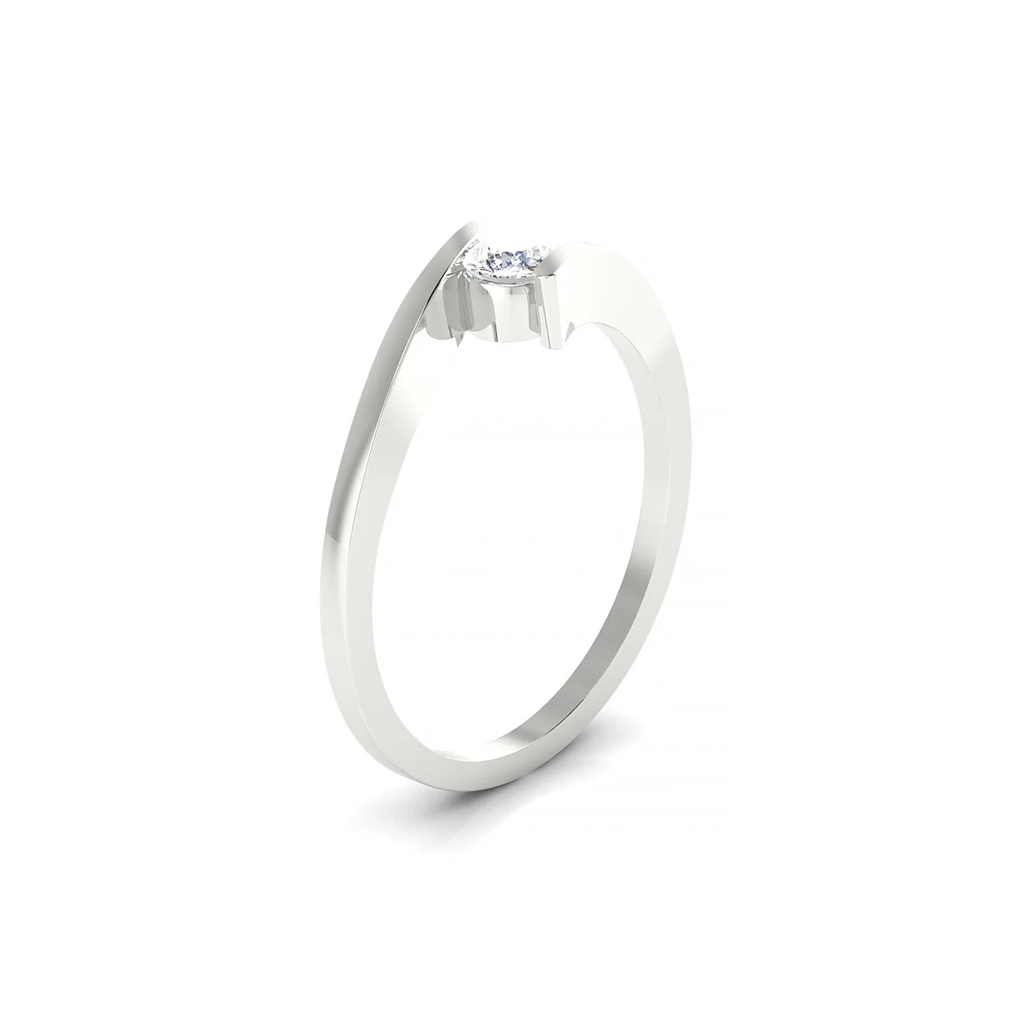 Brim | 18k White Gold 3.7 mm Round Diamond Ring