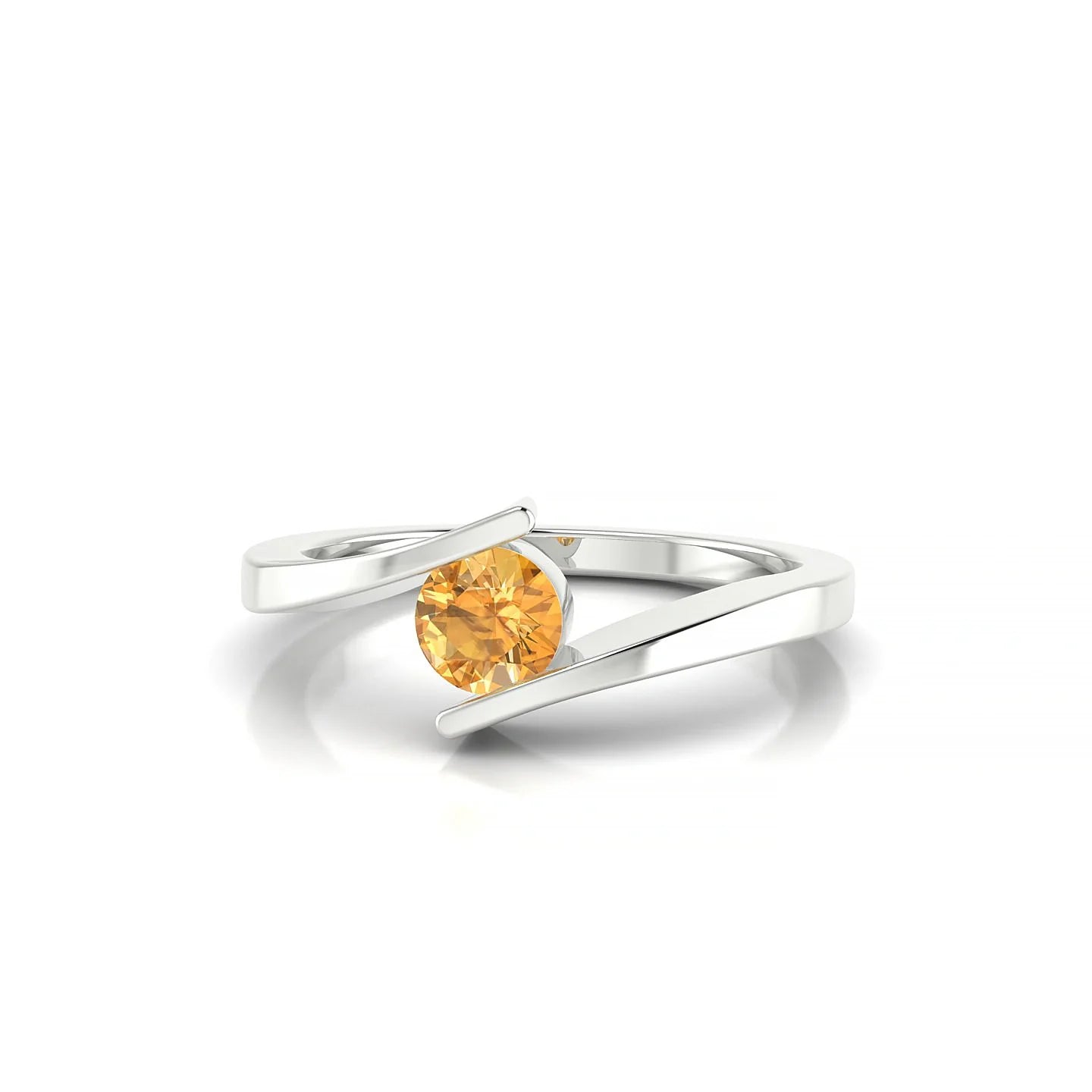 Brim | 18k White Gold 4.5 mm Round Citrine Ring