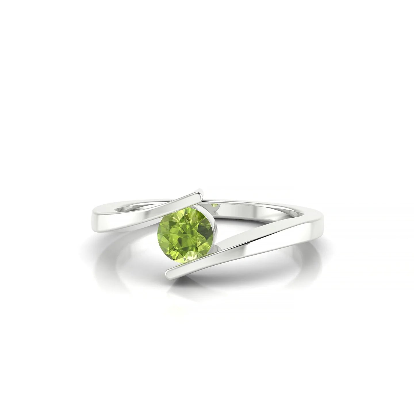 Brim | 18k White Gold 4.5 mm Round Peridot Ring