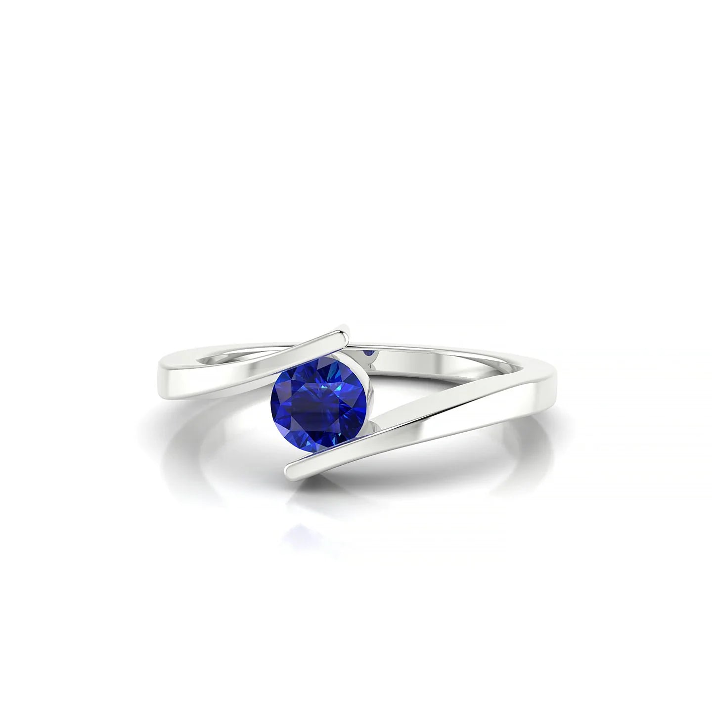 Brim | 18k White Gold 4.5 mm Round Sapphire Ring