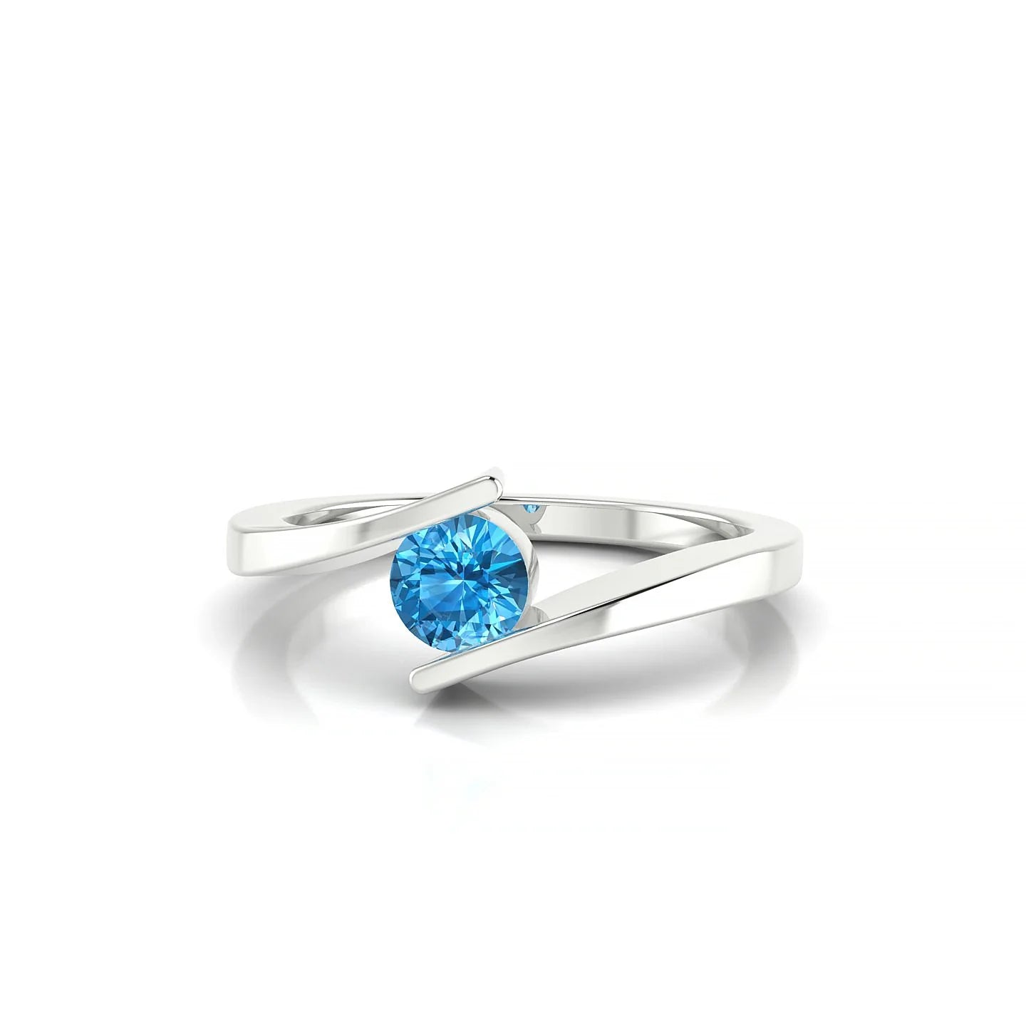 Brim | 18k White Gold 4.5 mm Round Topaz Ring