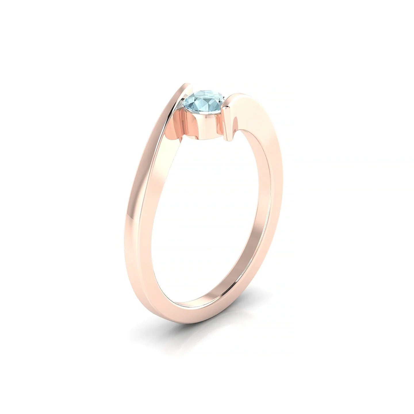 Brim | 18k Rose Gold 4.5 mm Round Aquamarine Ring