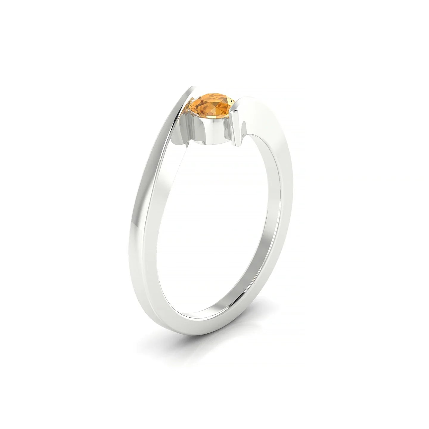 Brim | 18k White Gold 4.5 mm Round Citrine Ring