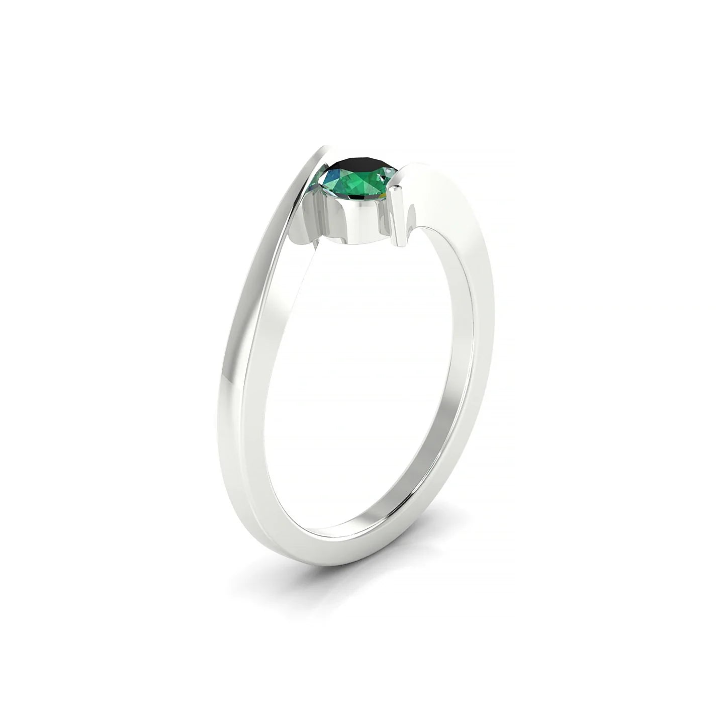 Brim | 18k White Gold 4.5 mm Round Emerald Ring