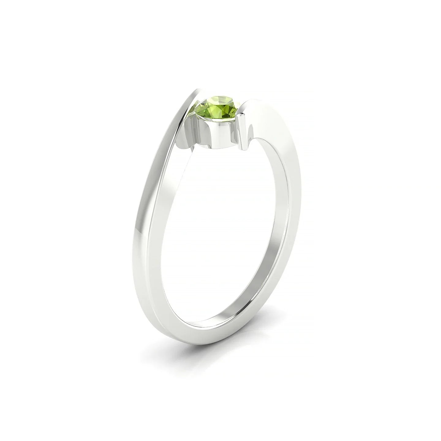 Brim | 18k White Gold 4.5 mm Round Peridot Ring
