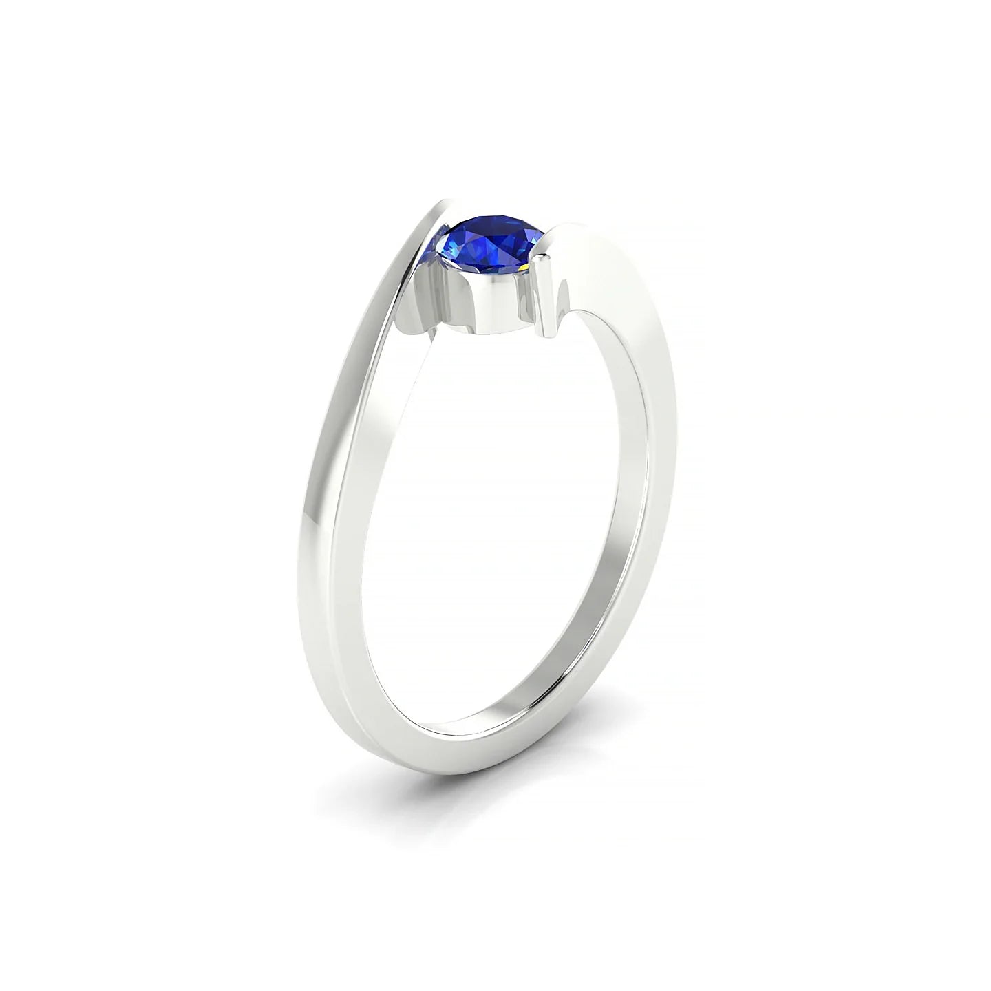 Brim | 18k White Gold 4.5 mm Round Sapphire Ring