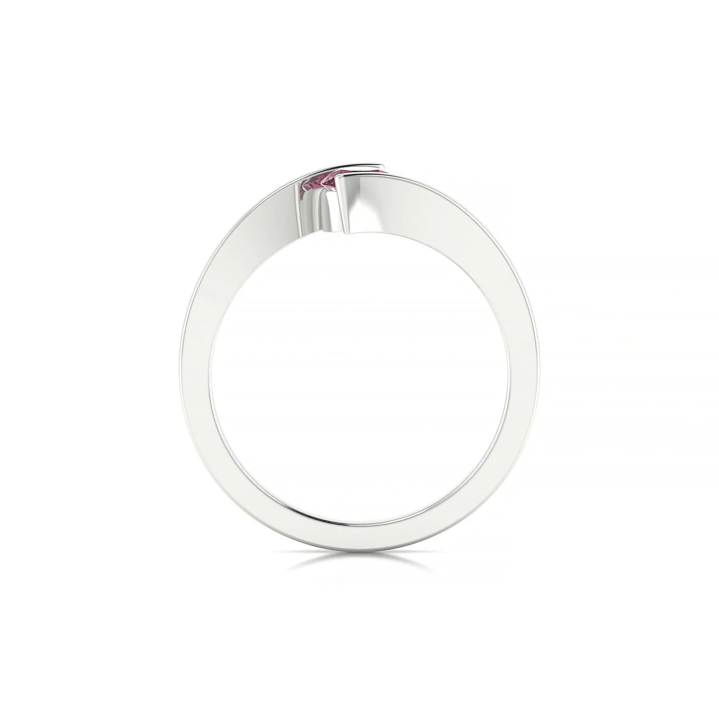 Brim | 18k White Gold 4.5 mm Round Rhodolite Ring