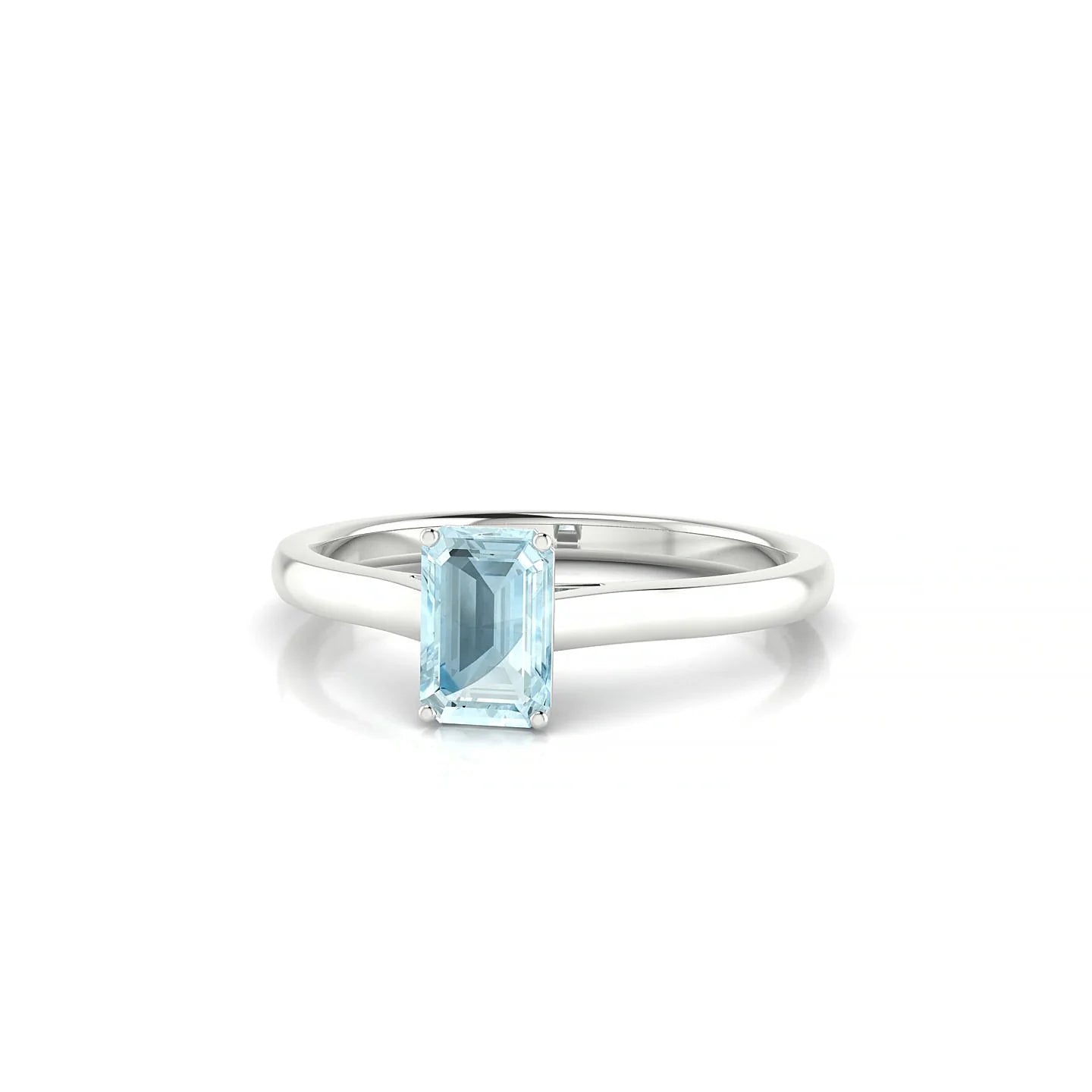 Cathedral | 18k White Gold 6 x 4 mm Emerald Aquamarine Ring