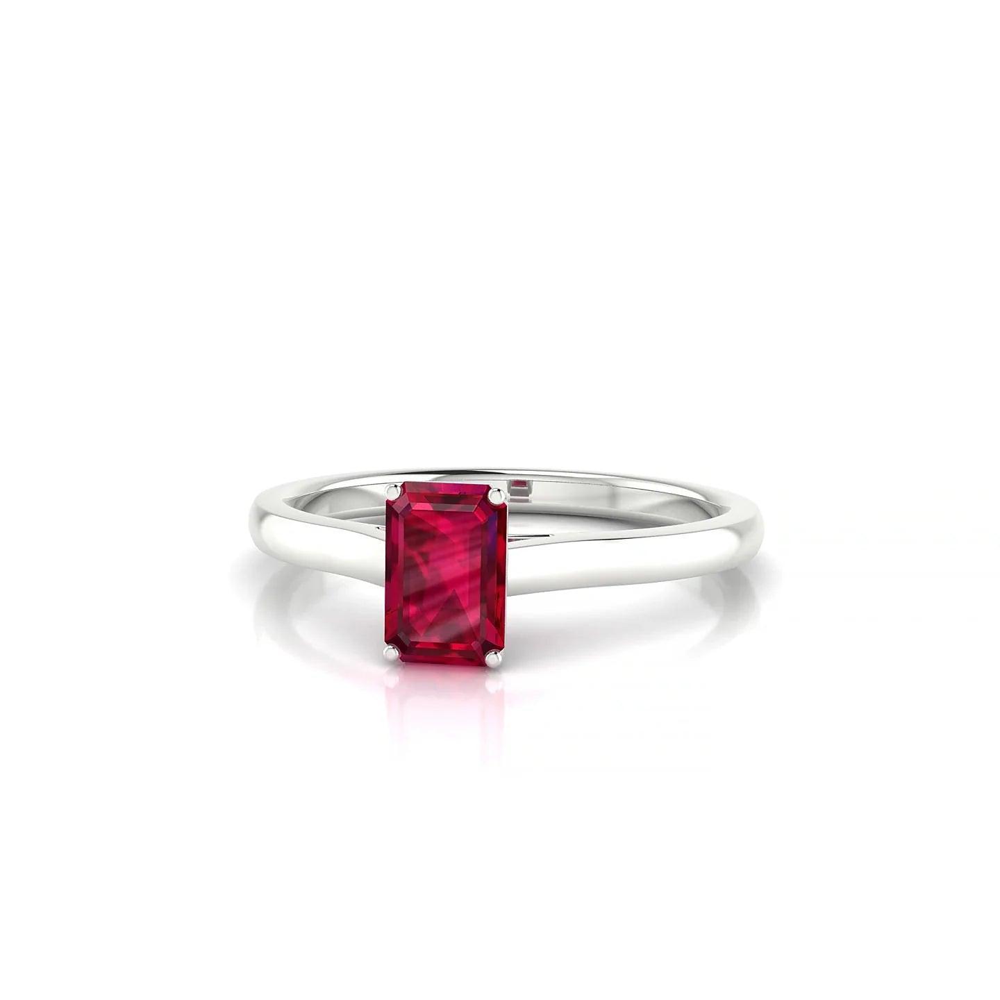 Cathedral | 18k White Gold 6 x 4 mm Emerald Ruby Ring