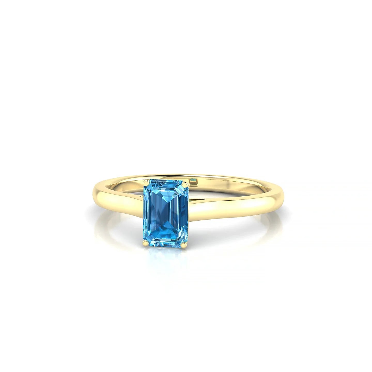 Cathedral | 18k Yellow Gold 6 x 4 mm Emerald Topaz Ring