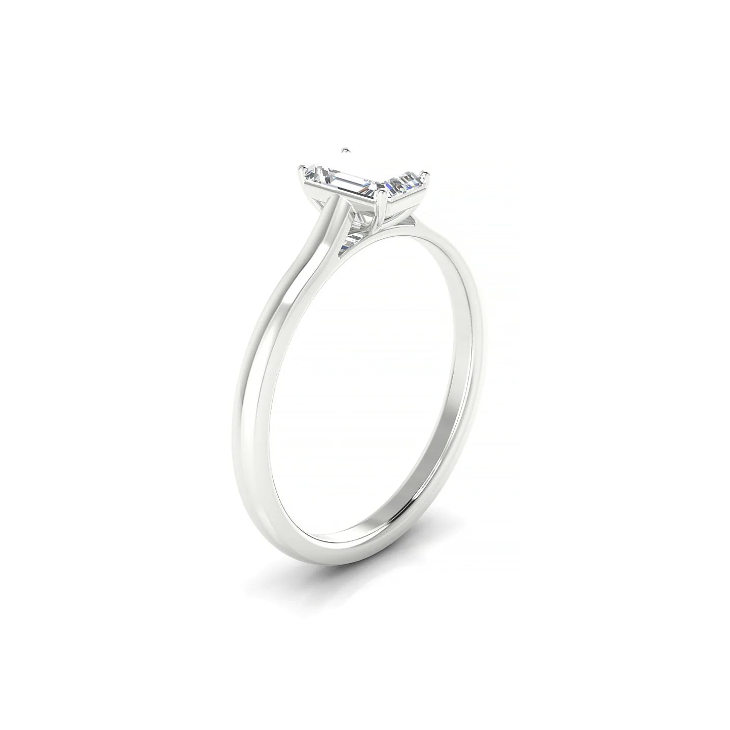 Cathedral | 18k White Gold 6 x 4 mm Emerald Diamond Ring