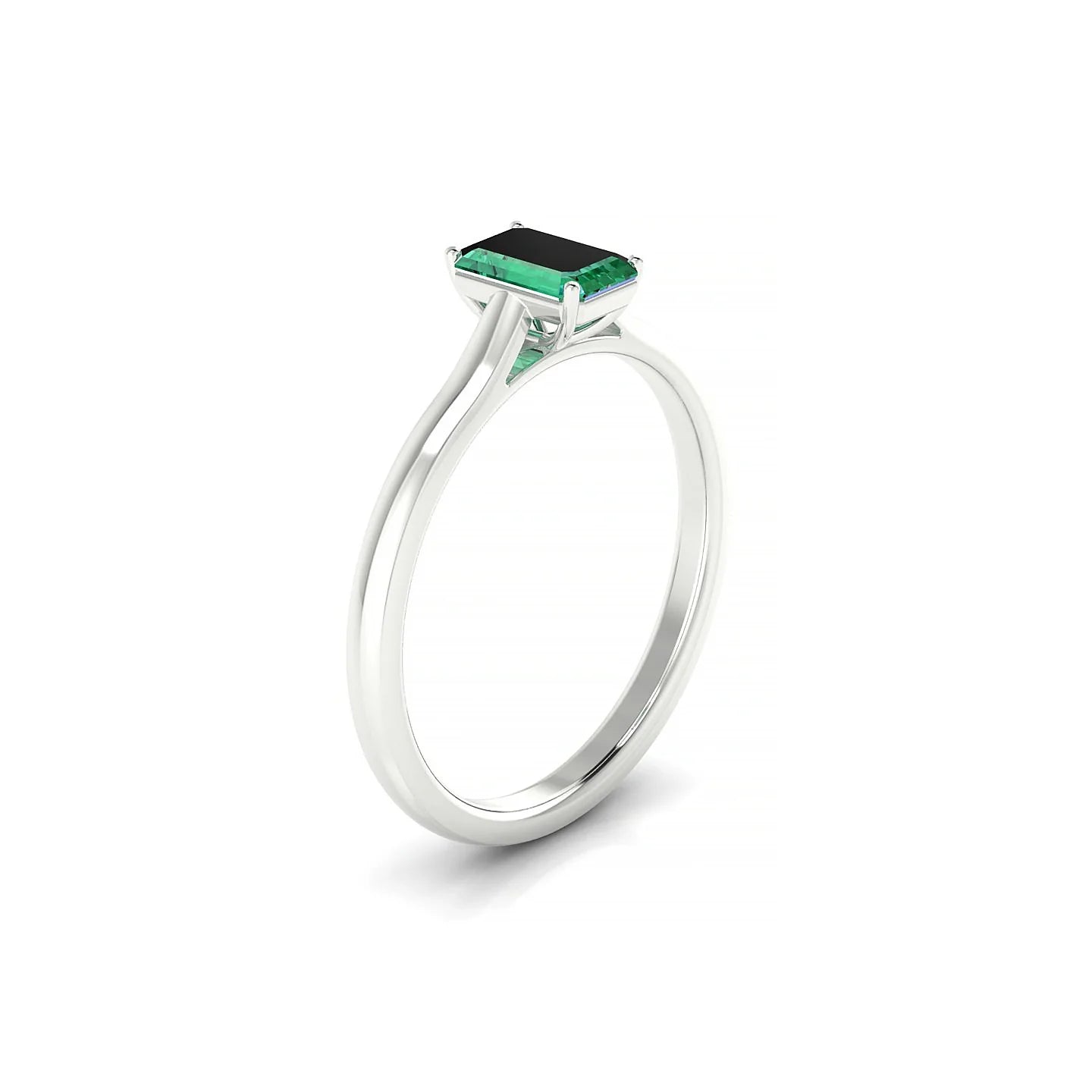 Cathedral | 18k White Gold 6 x 4 mm Emerald Emerald Ring