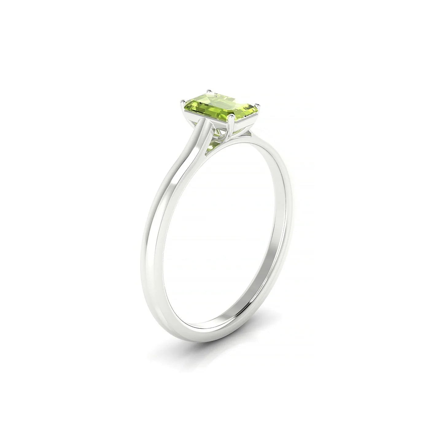 Cathedral | 18k White Gold 6 x 4 mm Emerald Peridot Ring