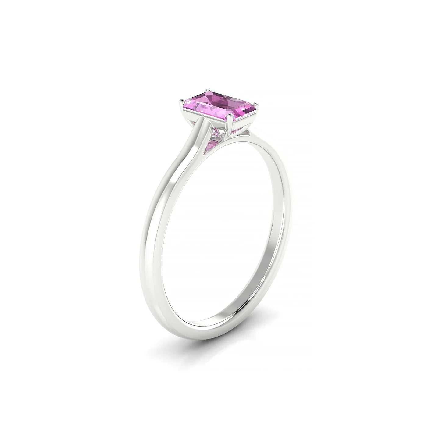 Cathedral | 18k White Gold 6 x 4 mm Emerald Pink Sapphire Ring