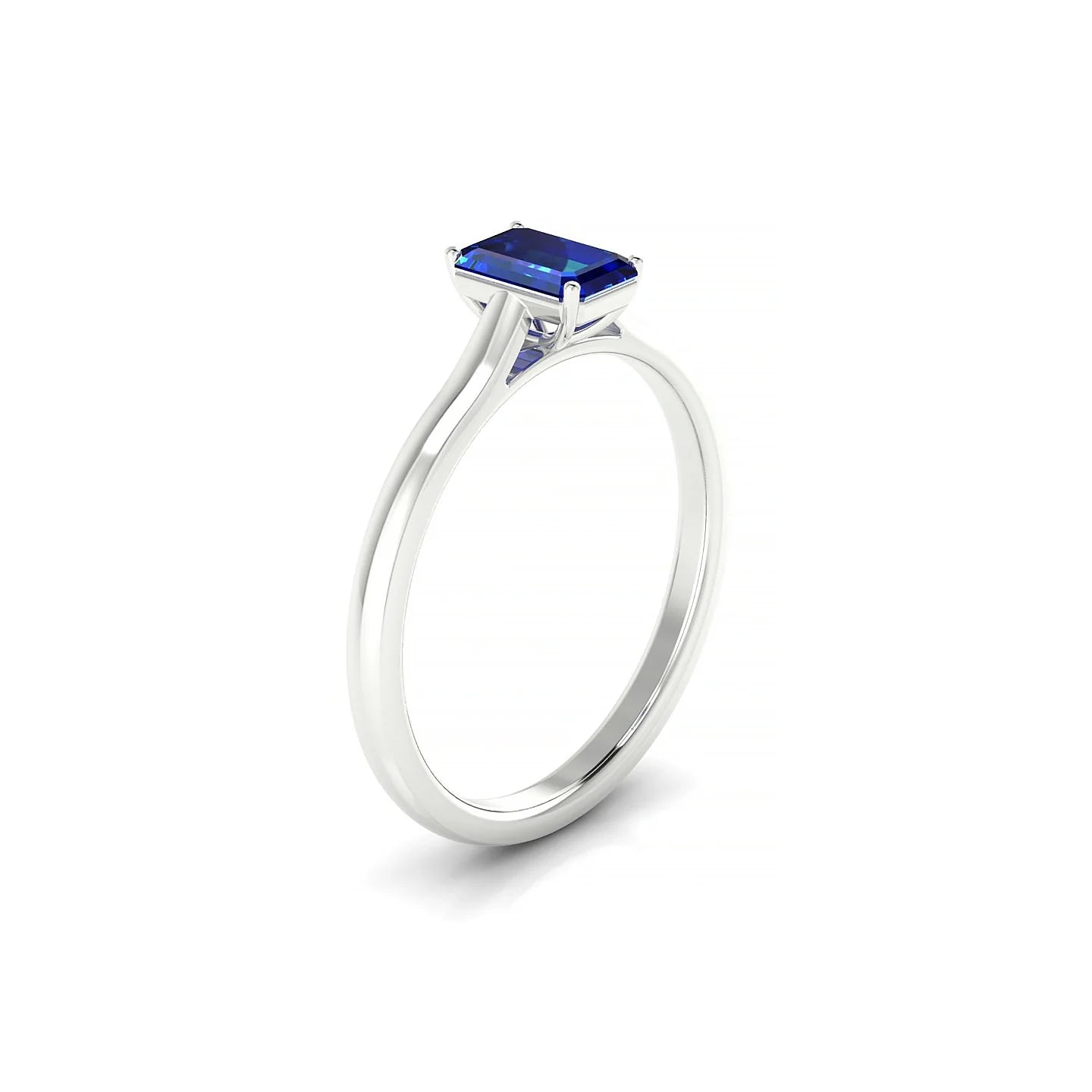 Cathedral | 18k White Gold 6 x 4 mm Emerald Sapphire Ring