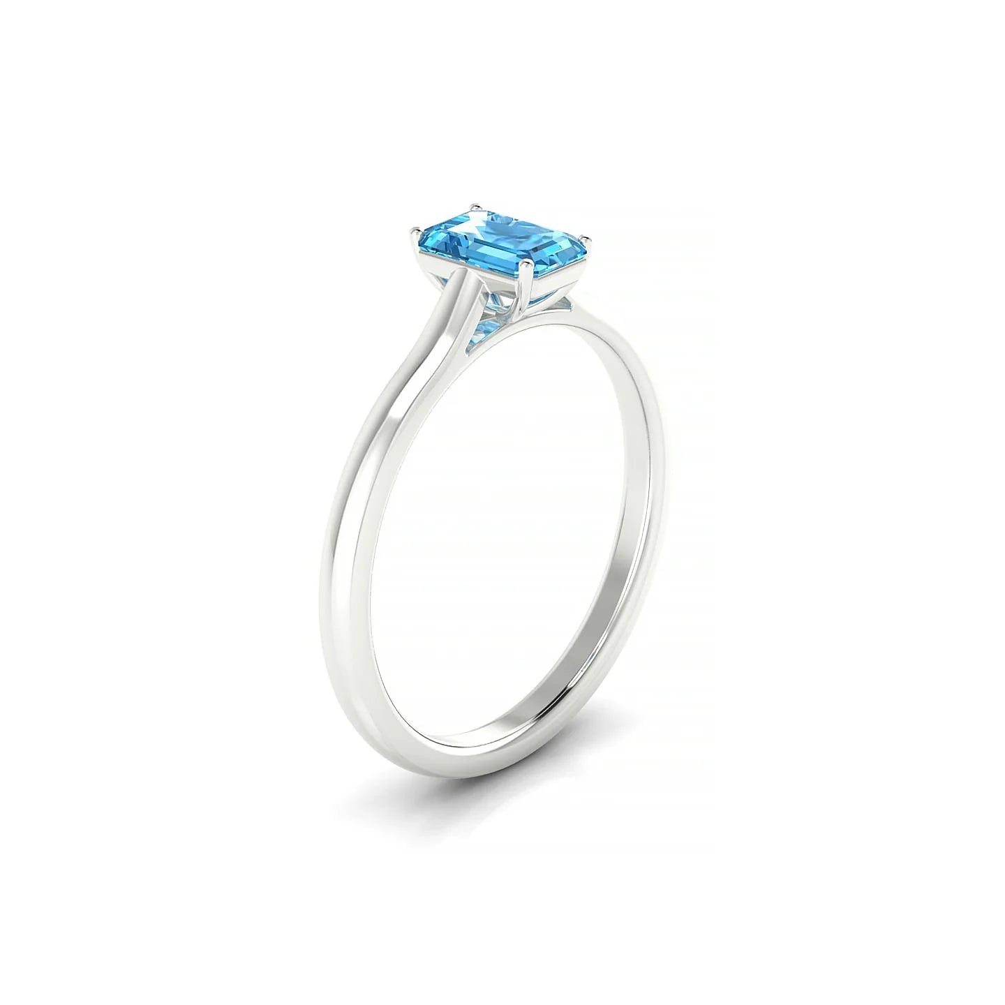 Cathedral | 18k White Gold 6 x 4 mm Emerald Topaz Ring