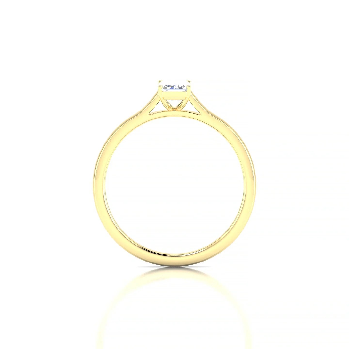 Cathedral | 18k Yellow Gold 6 x 4 mm Emerald Diamond Ring