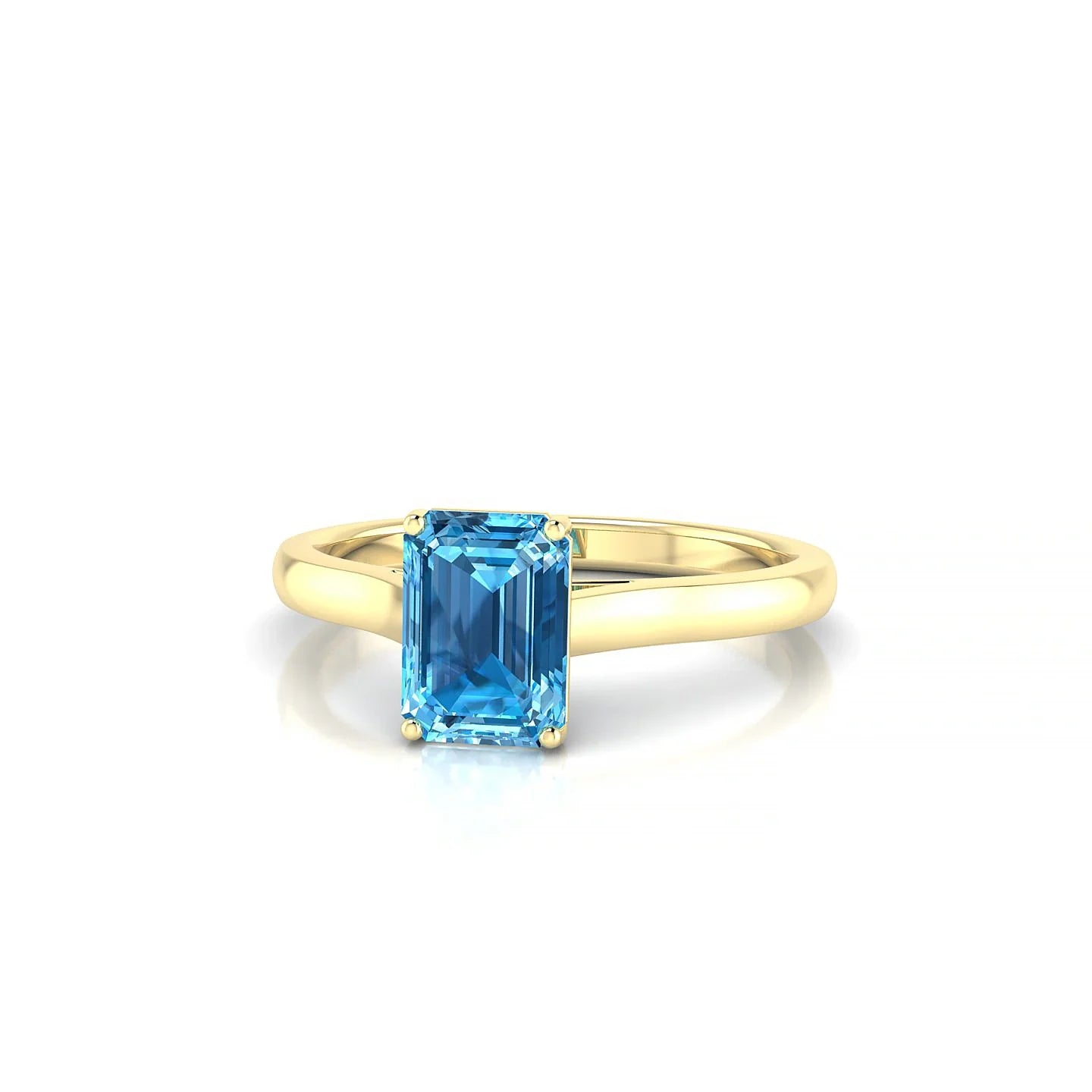 Cathedral | 18k Yellow Gold 7 x 5 mm Emerald Topaz Ring