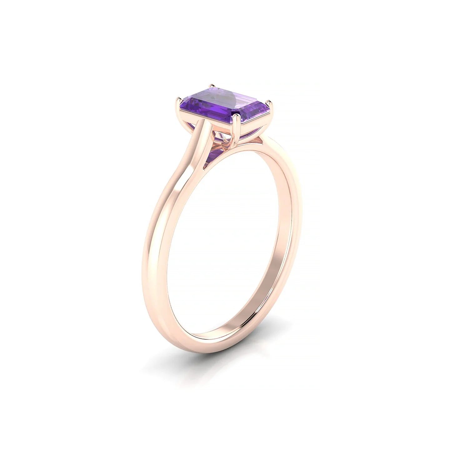 Cathedral | 18k Rose Gold 7 x 5 mm Emerald Amethyst Ring