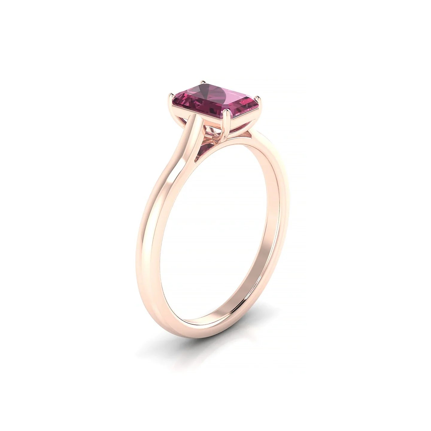 Cathedral | 18k Rose Gold 7 x 5 mm Emerald Rhodolite Ring
