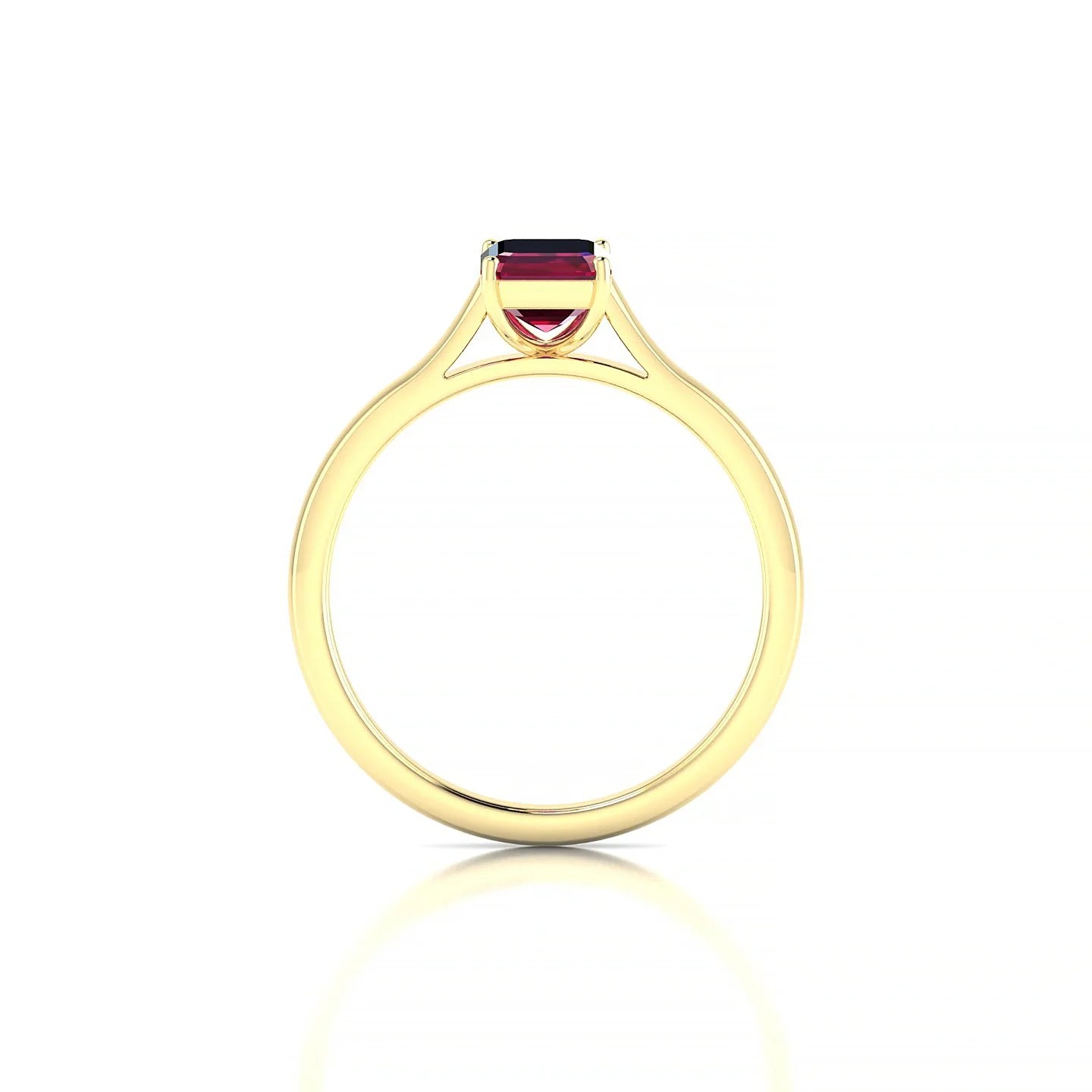 Cathedral | 18k Yellow Gold 7 x 5 mm Emerald Ruby Ring