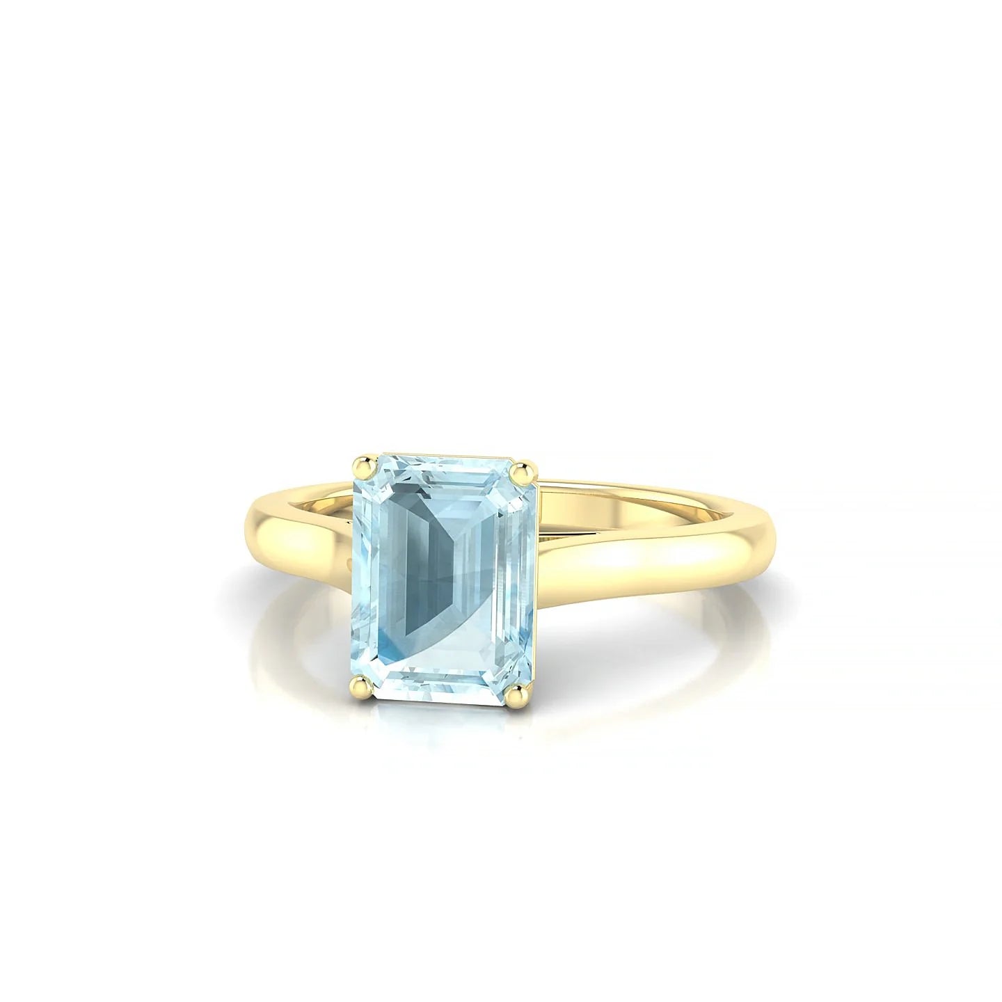 Cathedral | 18k Yellow Gold 8 x 6 mm Emerald Aquamarine Ring