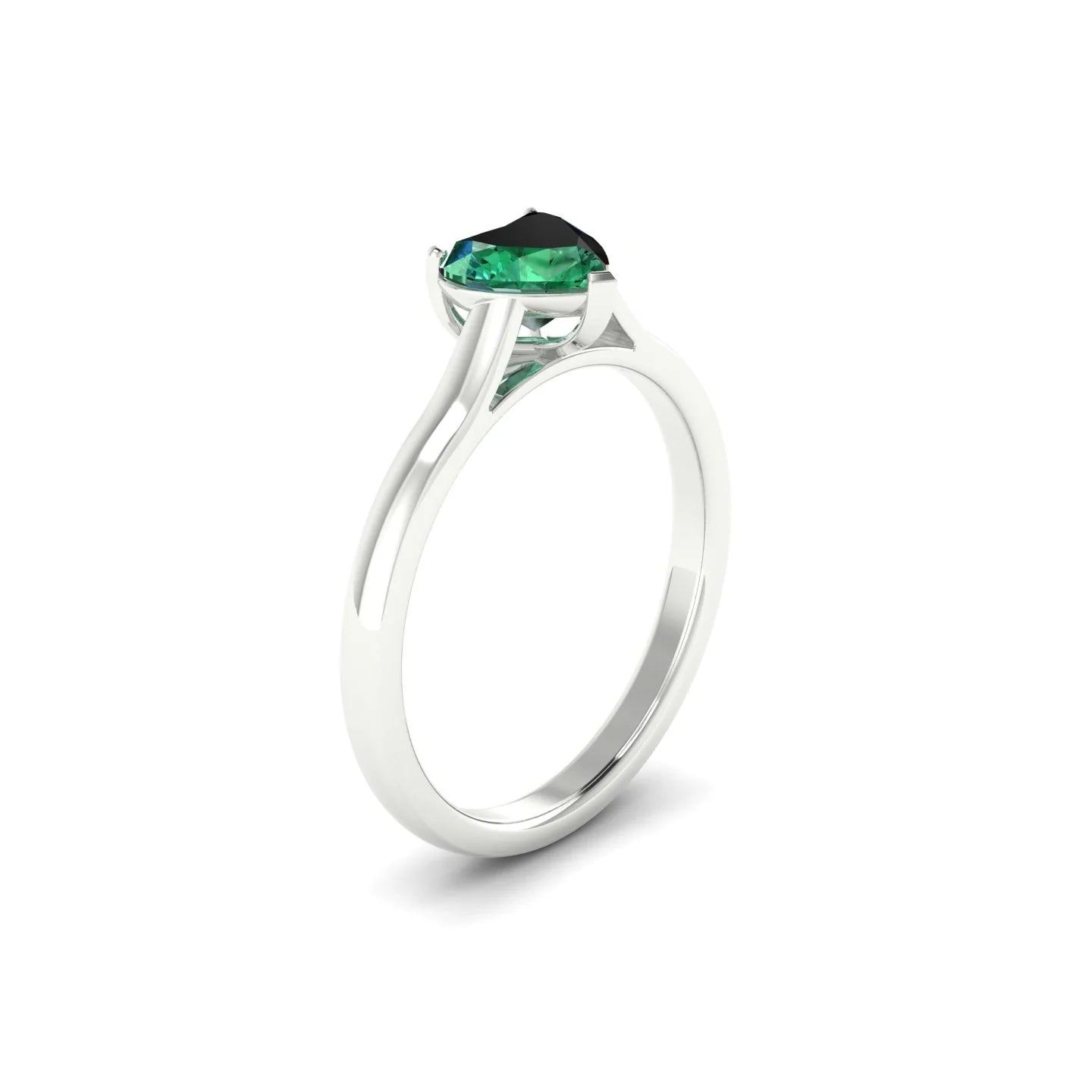 Cathedral | 18k White Gold 5.5 mm Heart Emerald Ring