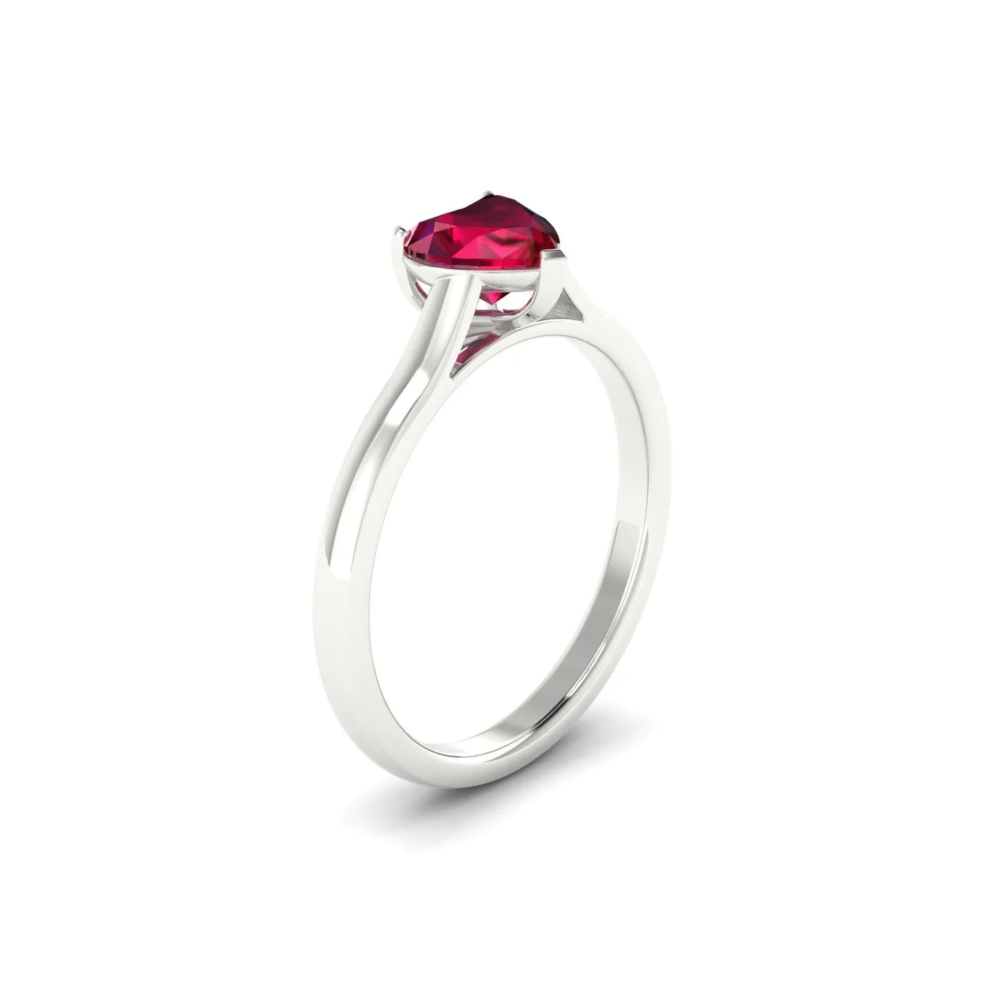 Cathedral | 18k White Gold 5.5 mm Heart Ruby Ring