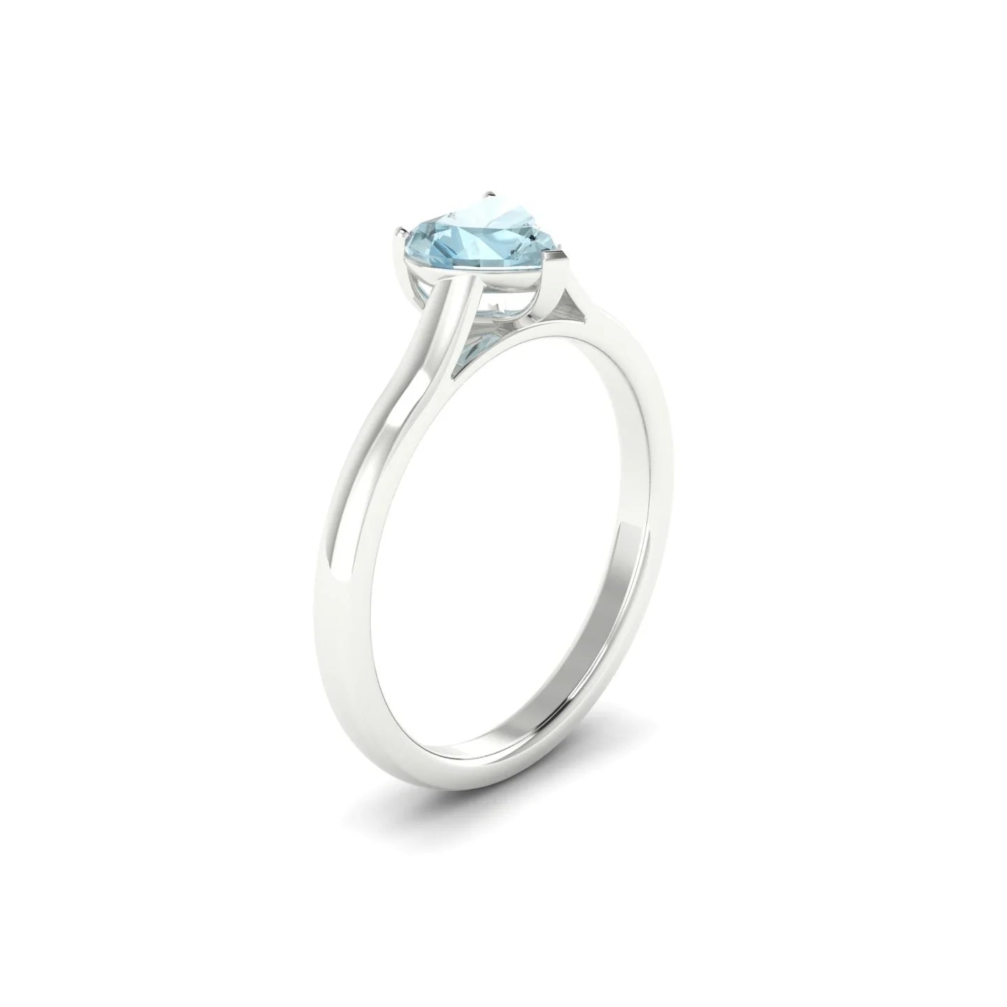 Cathedral | 18k White Gold 6 mm Heart Aquamarine Ring