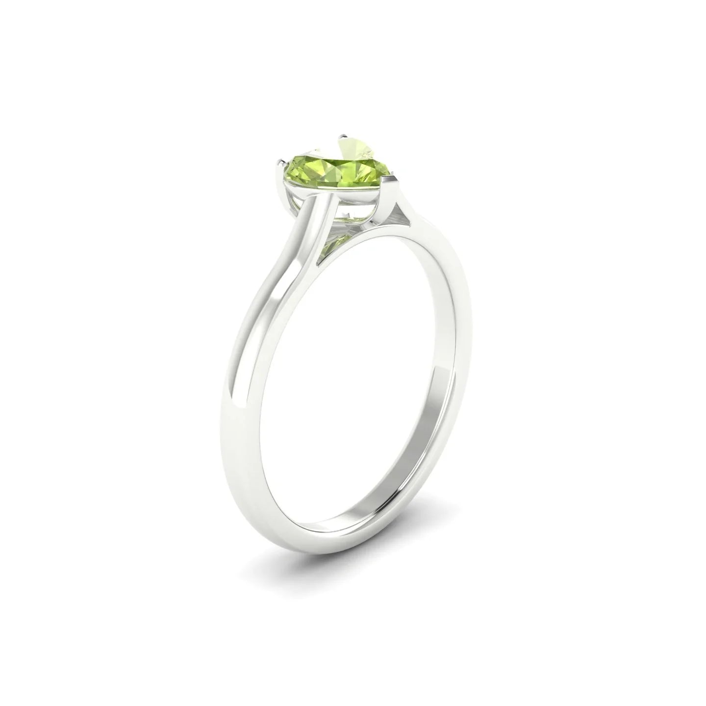 Cathedral | 18k White Gold 6 mm Heart Peridot Ring