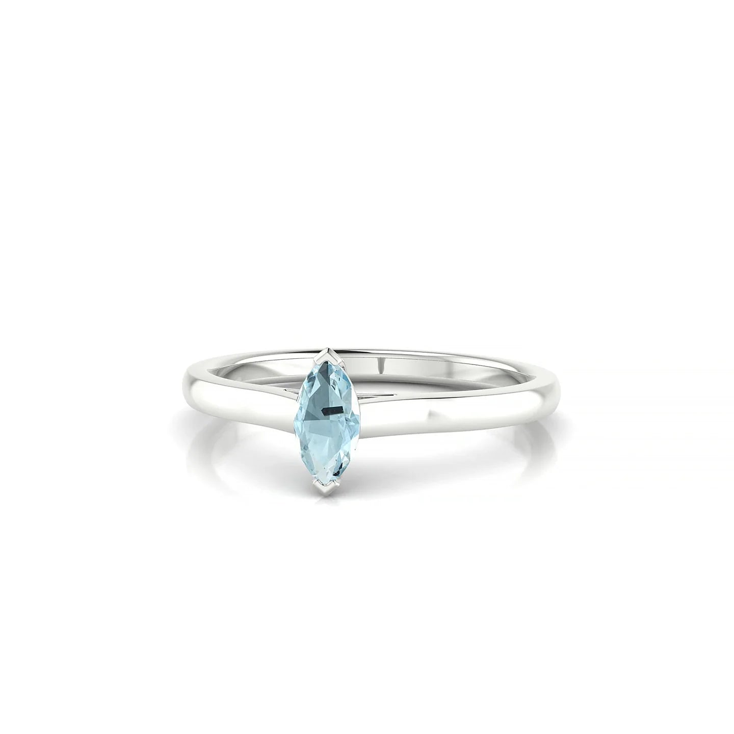 Cathedral | 18k White Gold 6 x 3 mm Marquise Aquamarine Ring