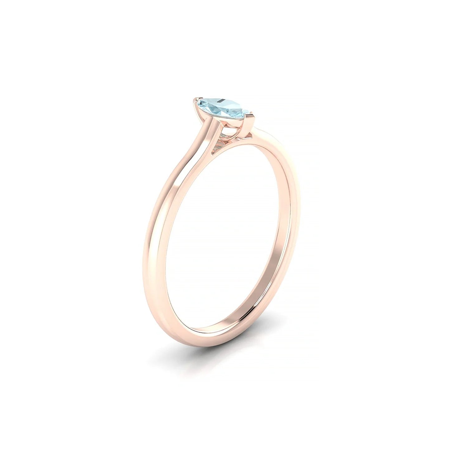 Cathedral | 18k Rose Gold 6 x 3 mm Marquise Aquamarine Ring