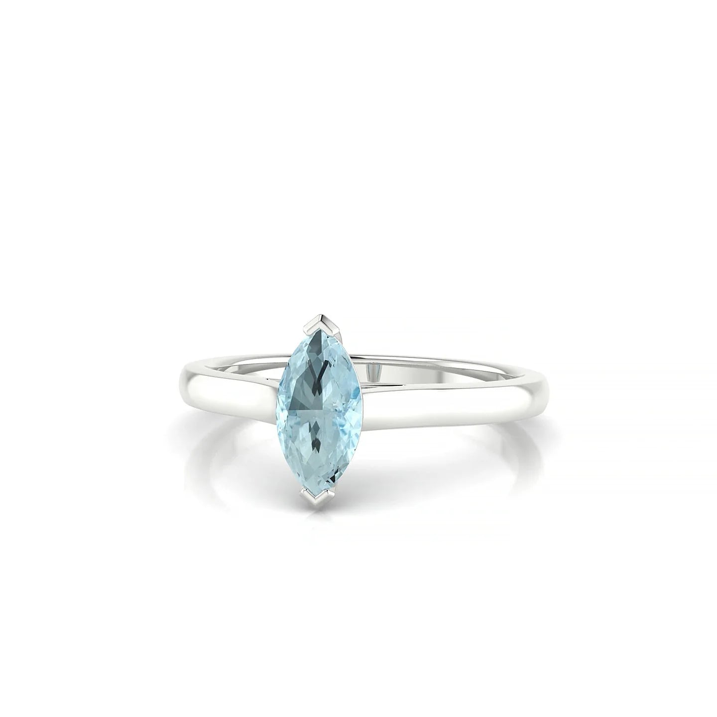 Cathedral | 18k White Gold 8 x 4 mm Marquise Aquamarine Ring