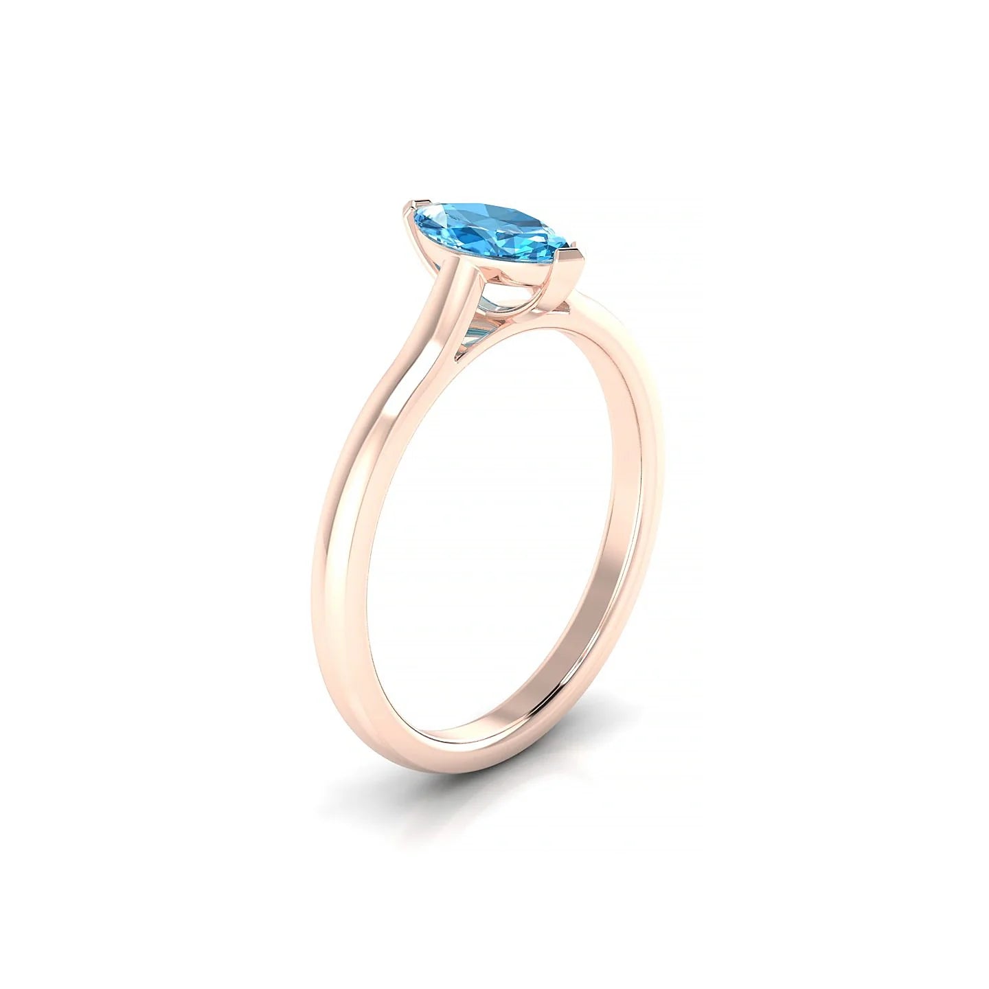 Cathedral | 18k Rose Gold 8 x 4 mm Marquise Topaz Ring