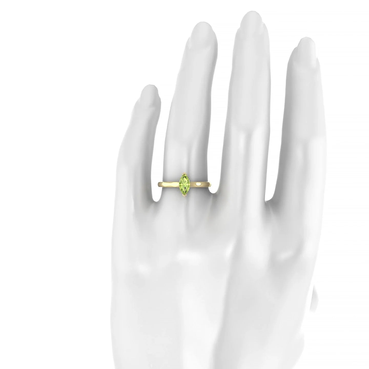 Cathedral | 18k Yellow Gold 8 x 4 mm Marquise Peridot Ring
