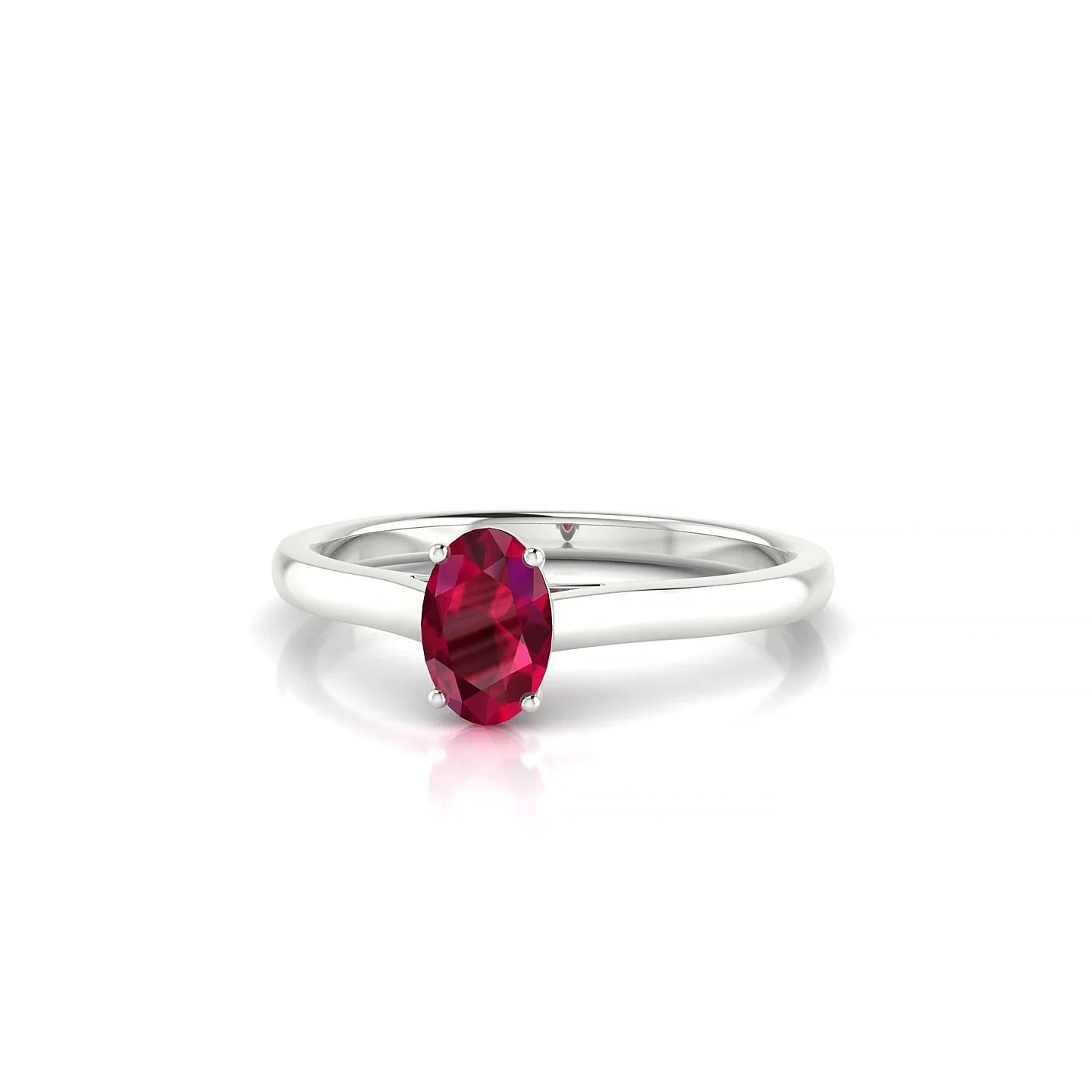 Cathedral | 18k White Gold 6 x 4 mm Oval Ruby Ring