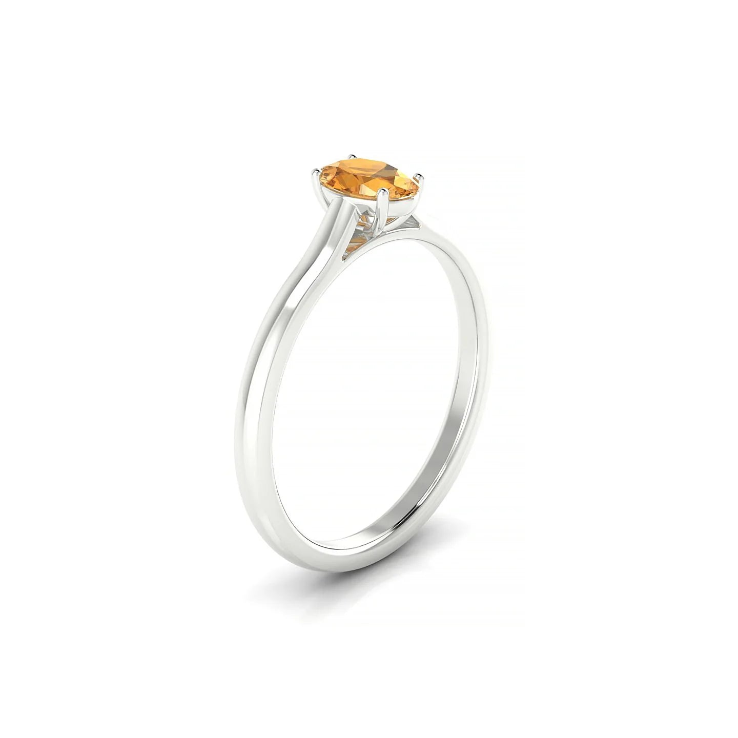 Cathedral | 18k White Gold 6 x 4 mm Oval Citrine Ring