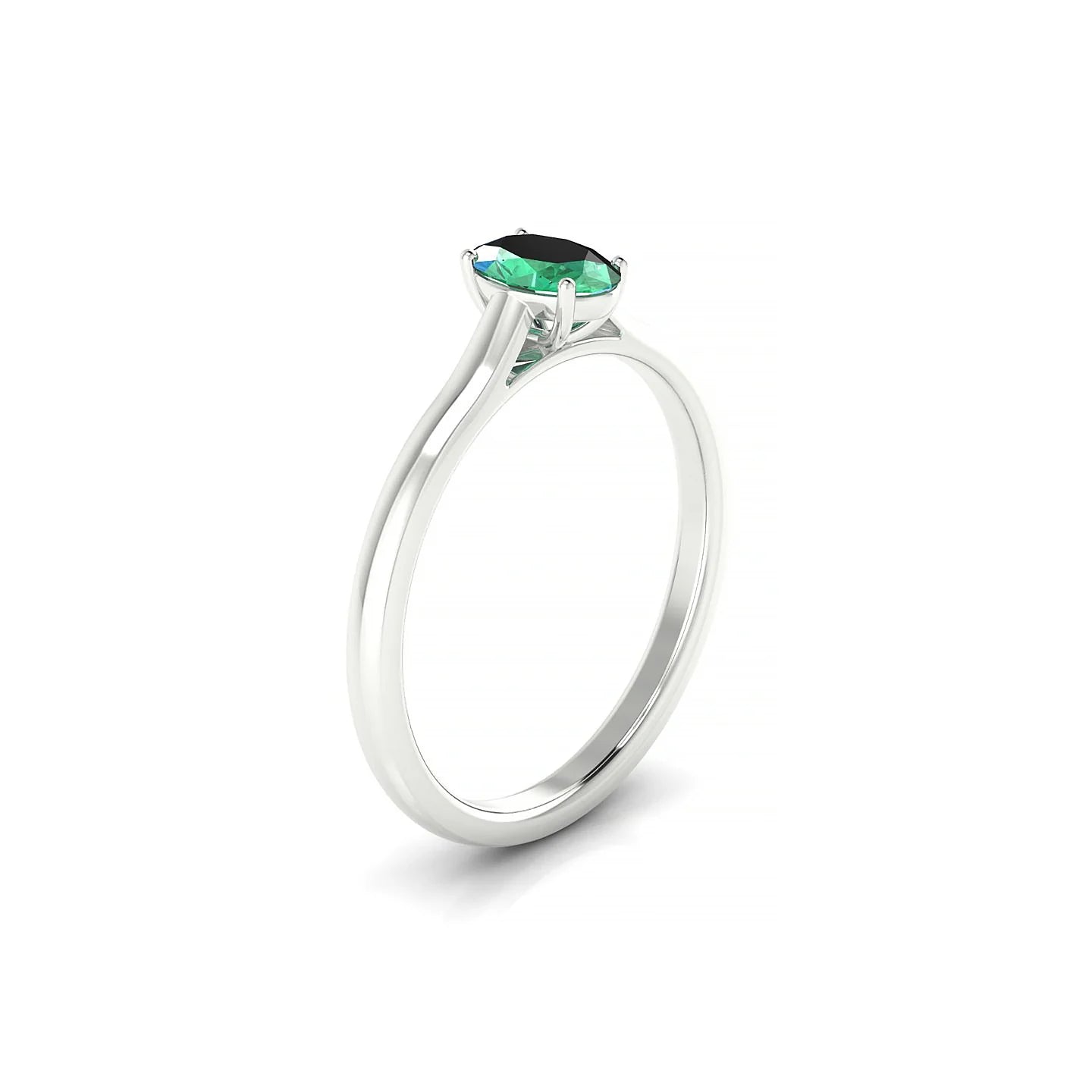 Cathedral | 18k White Gold 6 x 4 mm Oval Emerald Ring