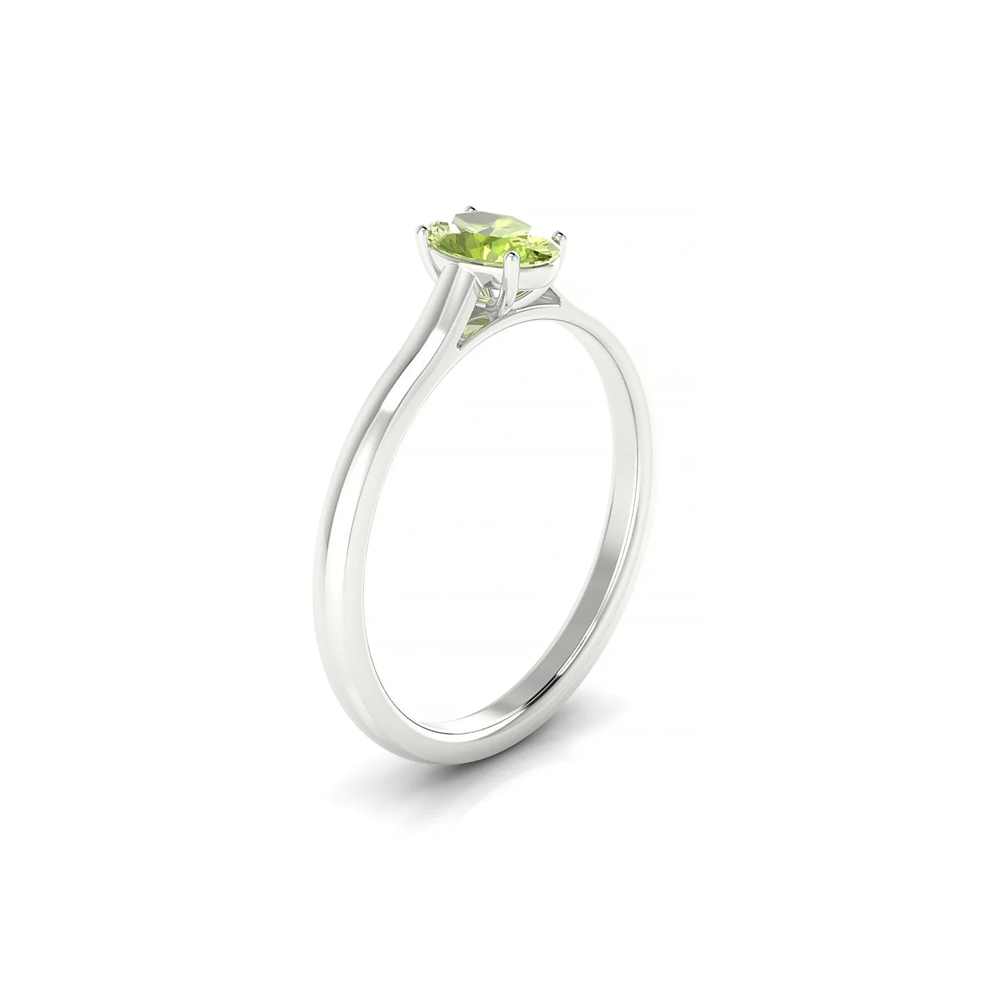 Cathedral | 18k White Gold 6 x 4 mm Oval Peridot Ring