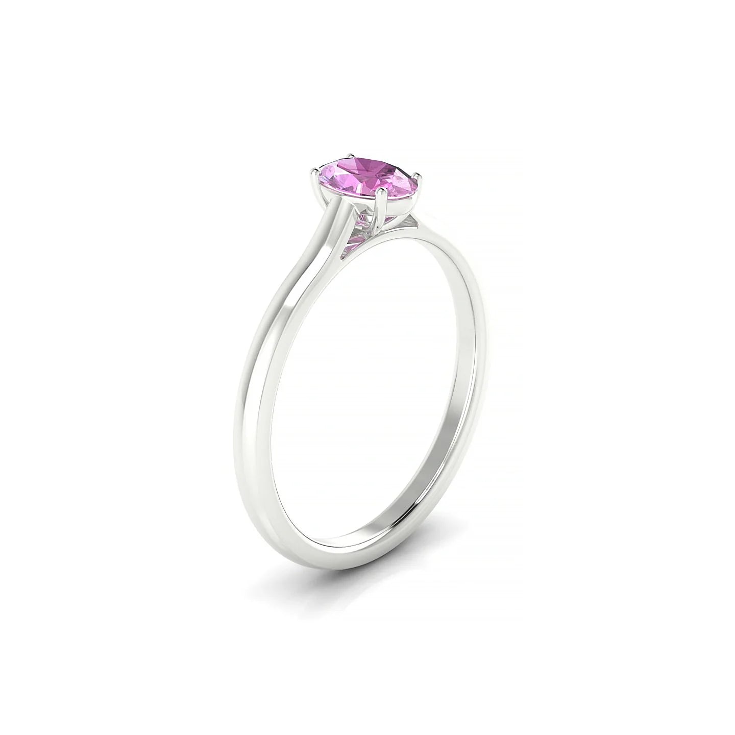 Cathedral | 18k White Gold 6 x 4 mm Oval Pink Sapphire Ring