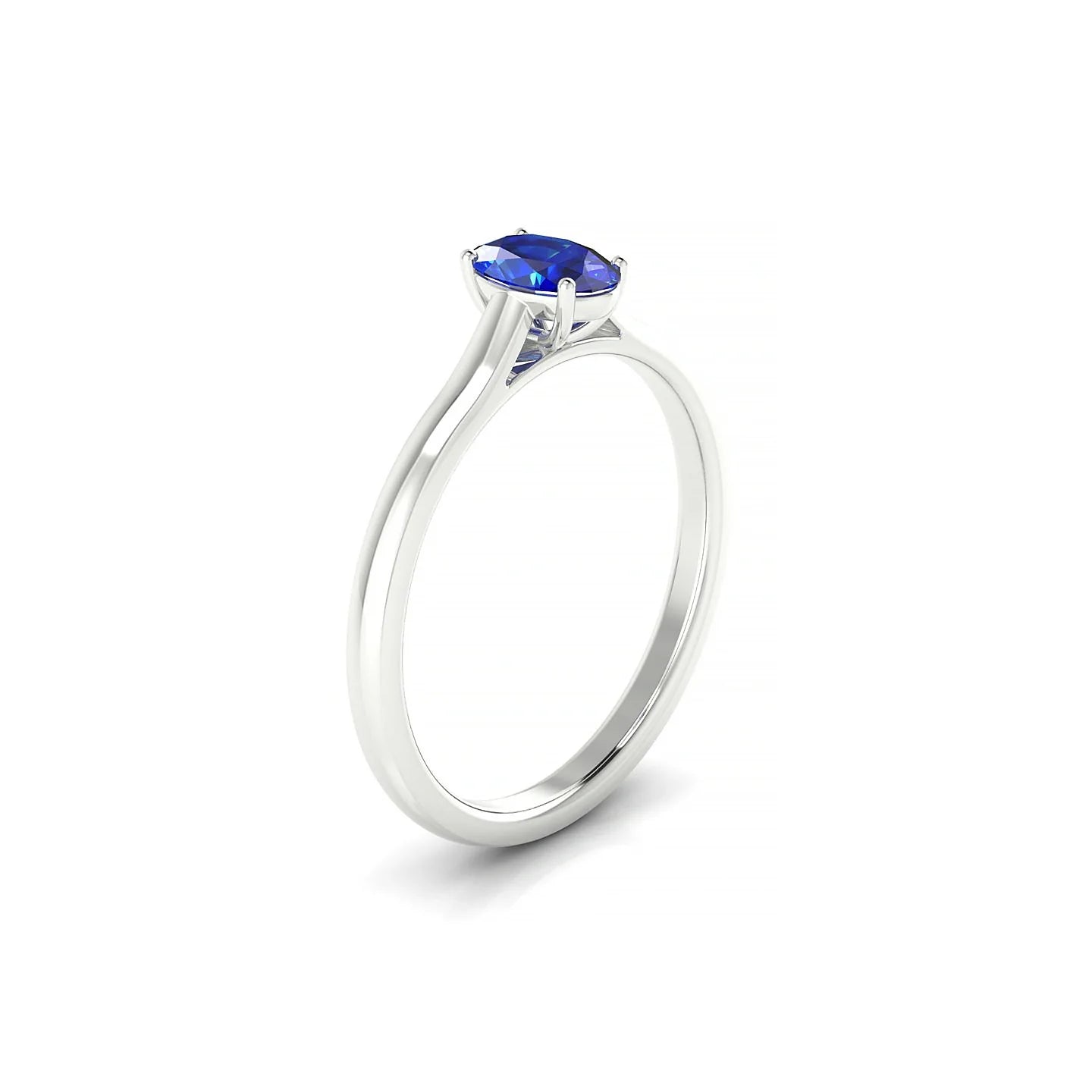 Cathedral | 18k White Gold 6 x 4 mm Oval Sapphire Ring