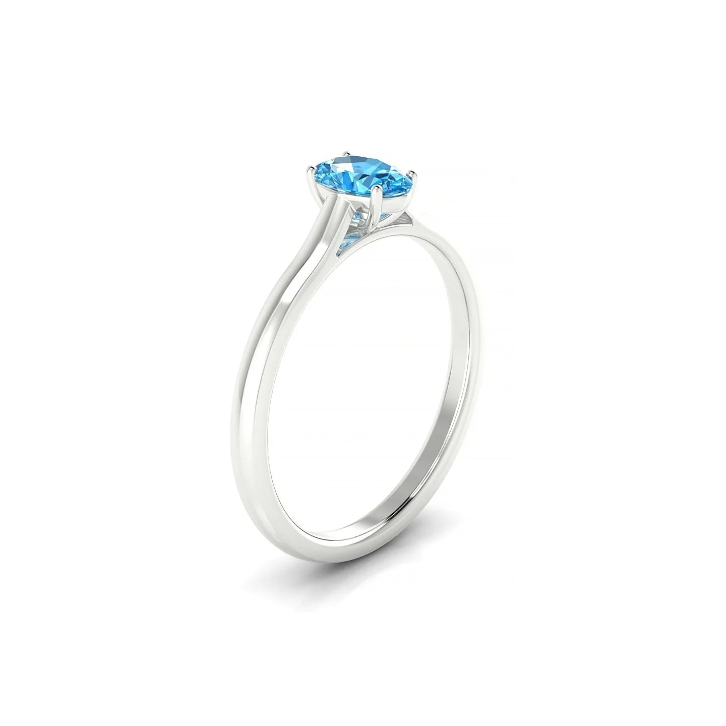 Cathedral | 18k White Gold 6 x 4 mm Oval Topaz Ring