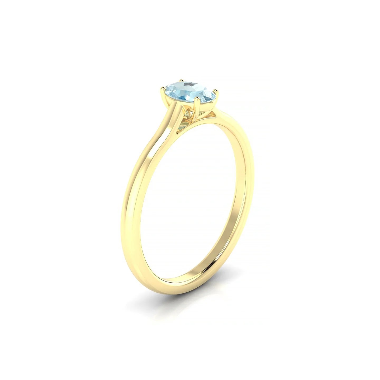 Cathedral | 18k Yellow Gold 6 x 4 mm Oval Aquamarine Ring